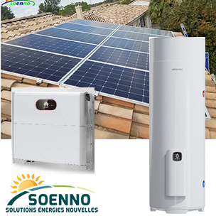 Soenno Offre ECO full PV 3kWc + chauffe-eau thermodynamique monobloc 250 litres et batterie de stockage 5 Kw, fourniture et pose 15 068 €/TTC prime EDF déduite